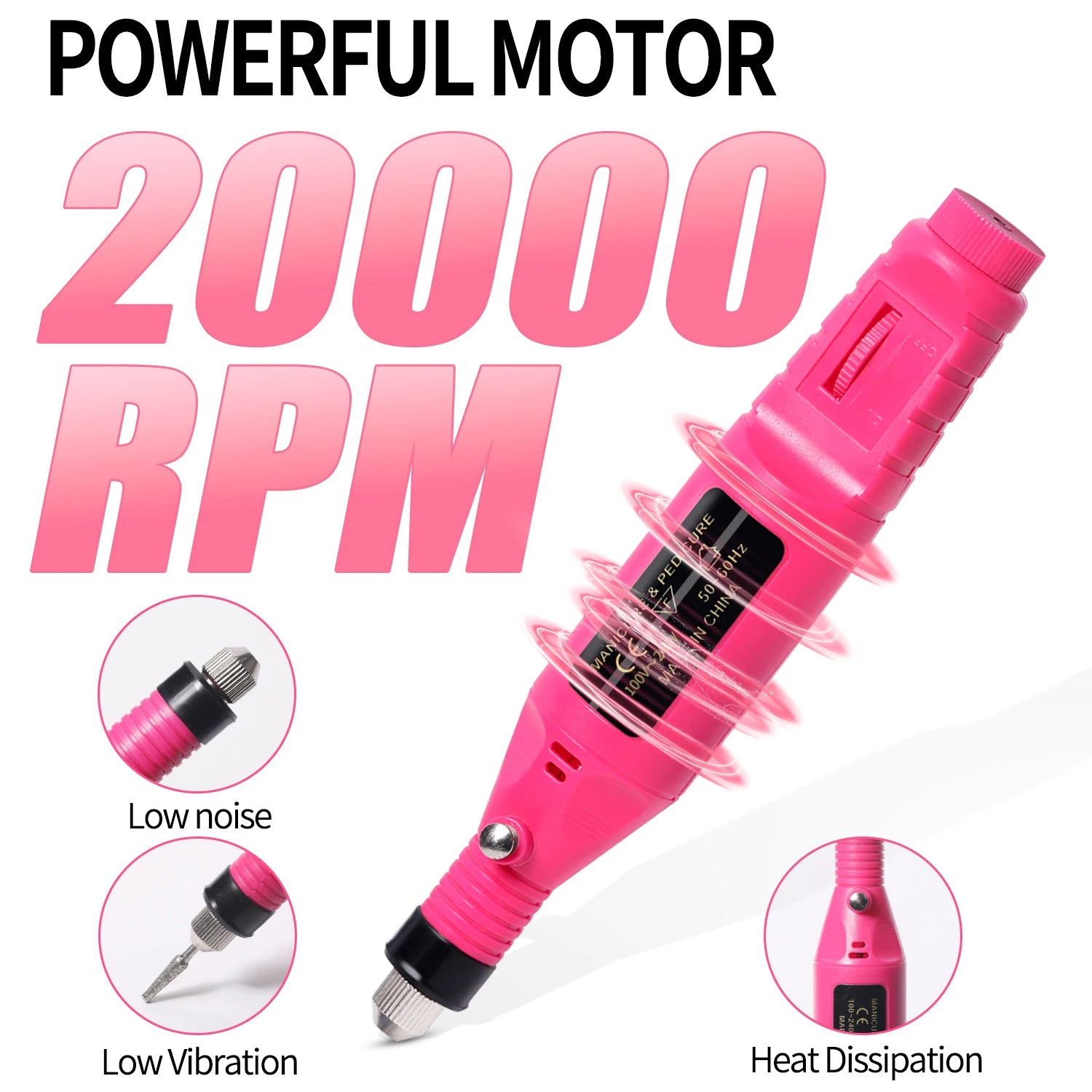 Electric Nail Sander Set Nail Drill Machine Grinding Equipment Milling Cutter For Manicure Pedicure Strong Polishing Tools