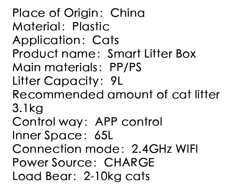 New 65L Automatic Smart Cat Litter Box Self Cleaning Fully Enclosed Large Cat Toilet Litter Tray